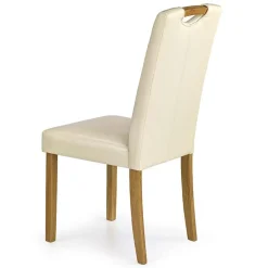 Set 2 sedie imbottite in ecopelle crema faggio Agata