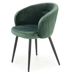 Set 4 sedie imbottite in tessuto verde scuro acciaio nero Amiata