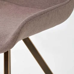Set 2 sedie imbottite in tessuto grigio acciaio oro antico Joanna