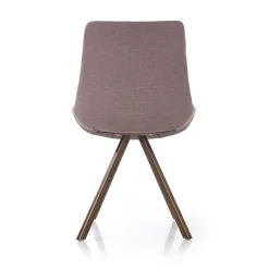 Set 2 sedie imbottite in tessuto grigio acciaio oro antico Joanna