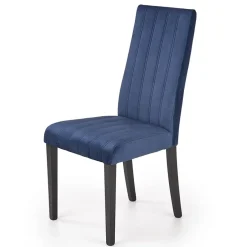 Set 2 sedie imbottite in velluto blu con gambe in legno nero Soledad