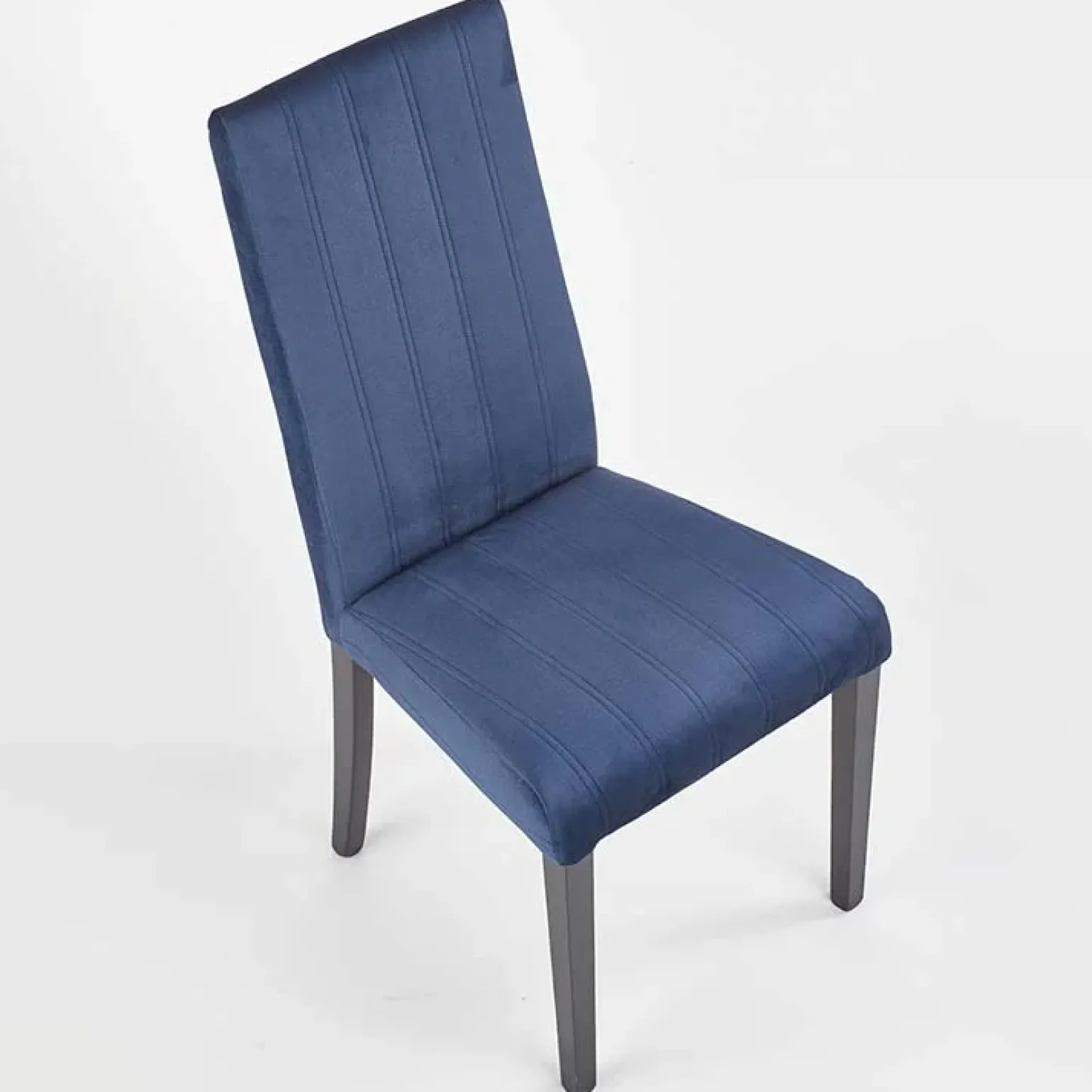 Set 2 sedie imbottite in velluto blu con gambe in legno nero Soledad