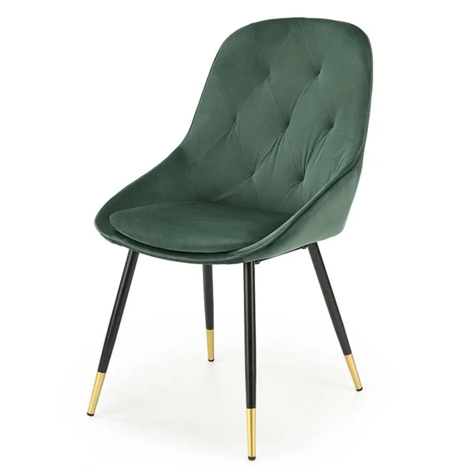 Set 2 sedie imbottite in velluto verde acciaio nero oro Emilia