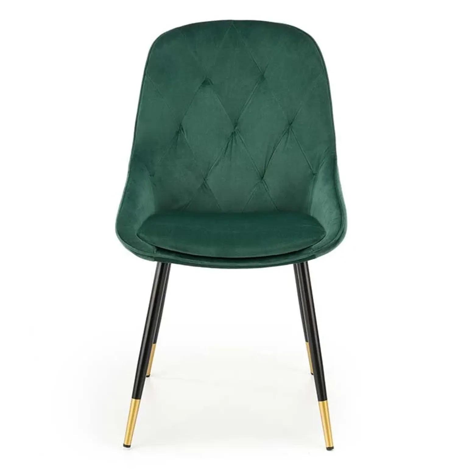 Set 2 sedie imbottite in velluto verde acciaio nero oro Emilia
