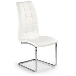 Set 4 sedie in ecopelle imbottite bianco con gambe in metallo Gloria
