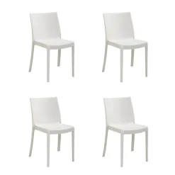 Set 4 sedie in polipropilene impilabili bianco Olbia
