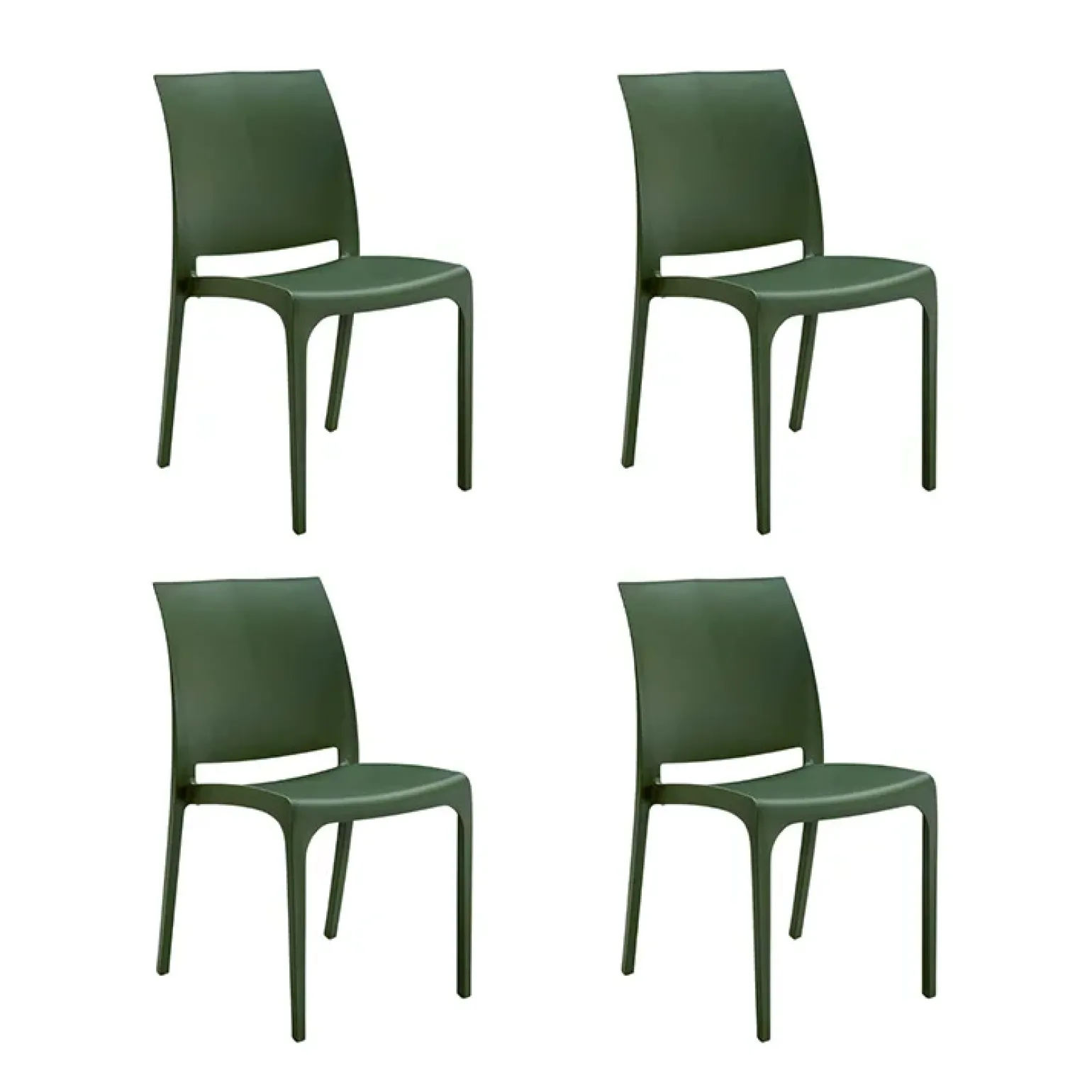 Set 4 sedie in polipropilene impilabili verde Tape Gihome®
