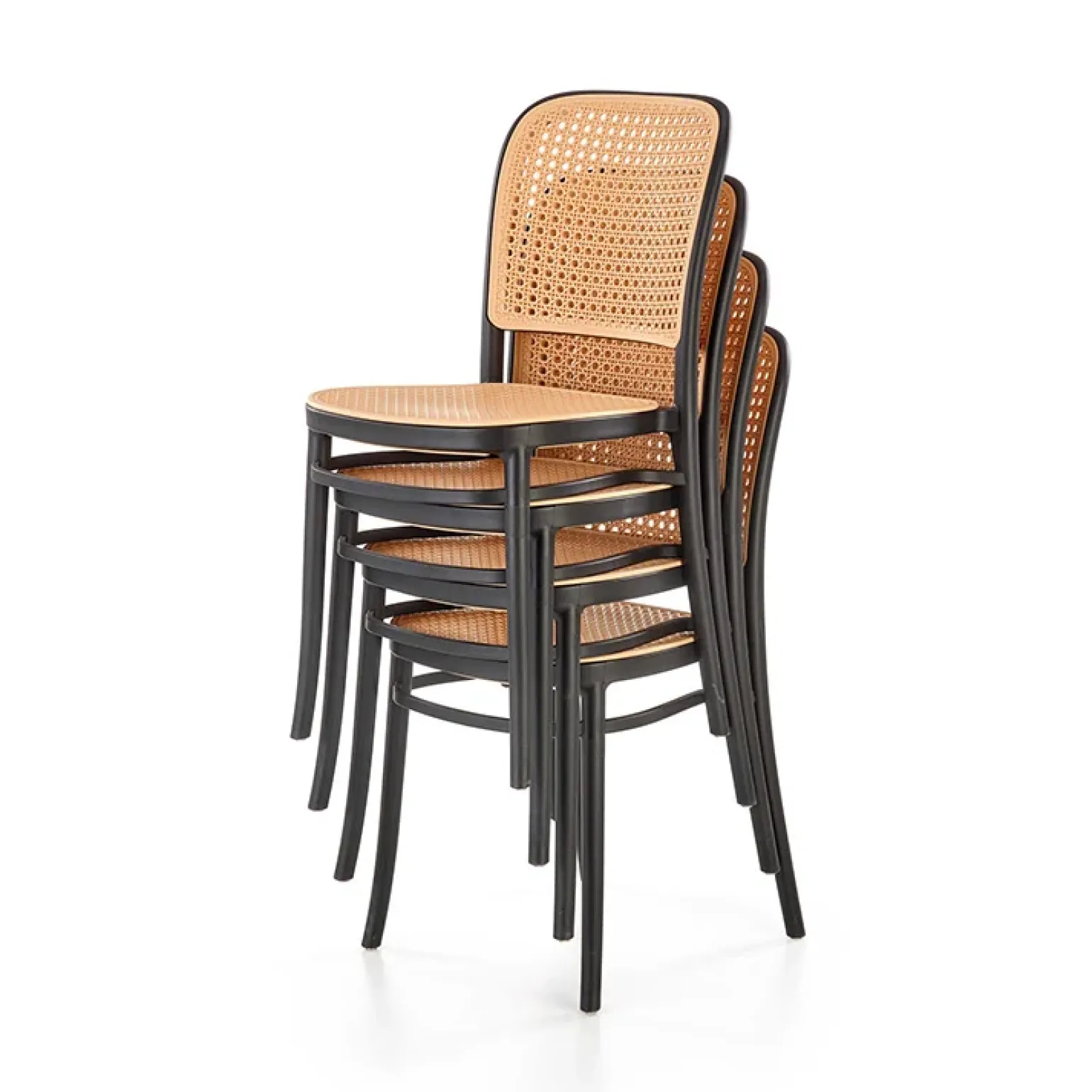 Set 4 sedie in rattan moderne naturale nero Milly