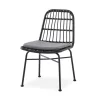 Set 4 sedie moderne da soggiorno in rattan nero Alicia