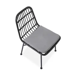 Set 4 sedie moderne da soggiorno in rattan nero Alicia