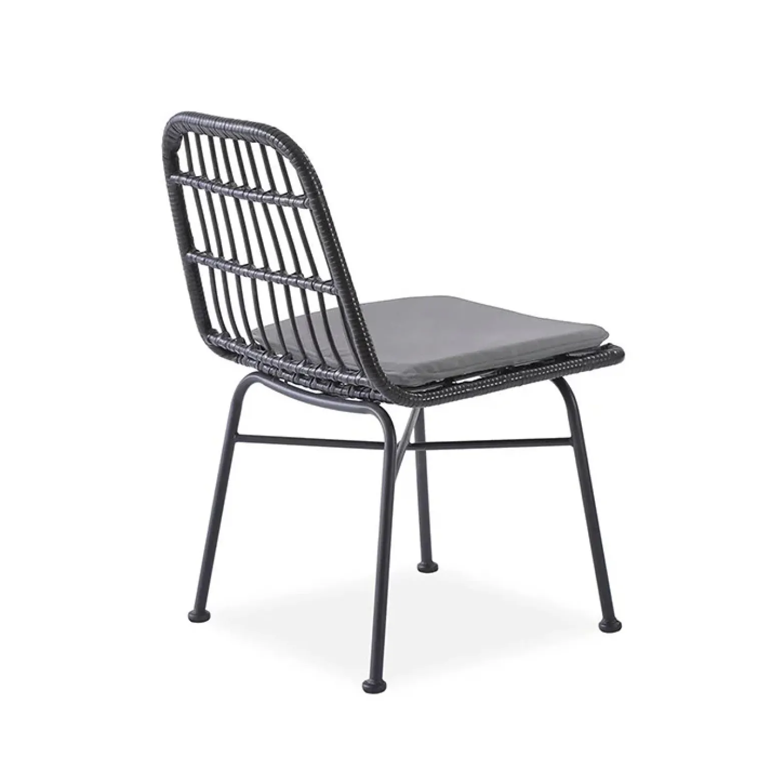 Set 4 sedie moderne da soggiorno in rattan nero Alicia
