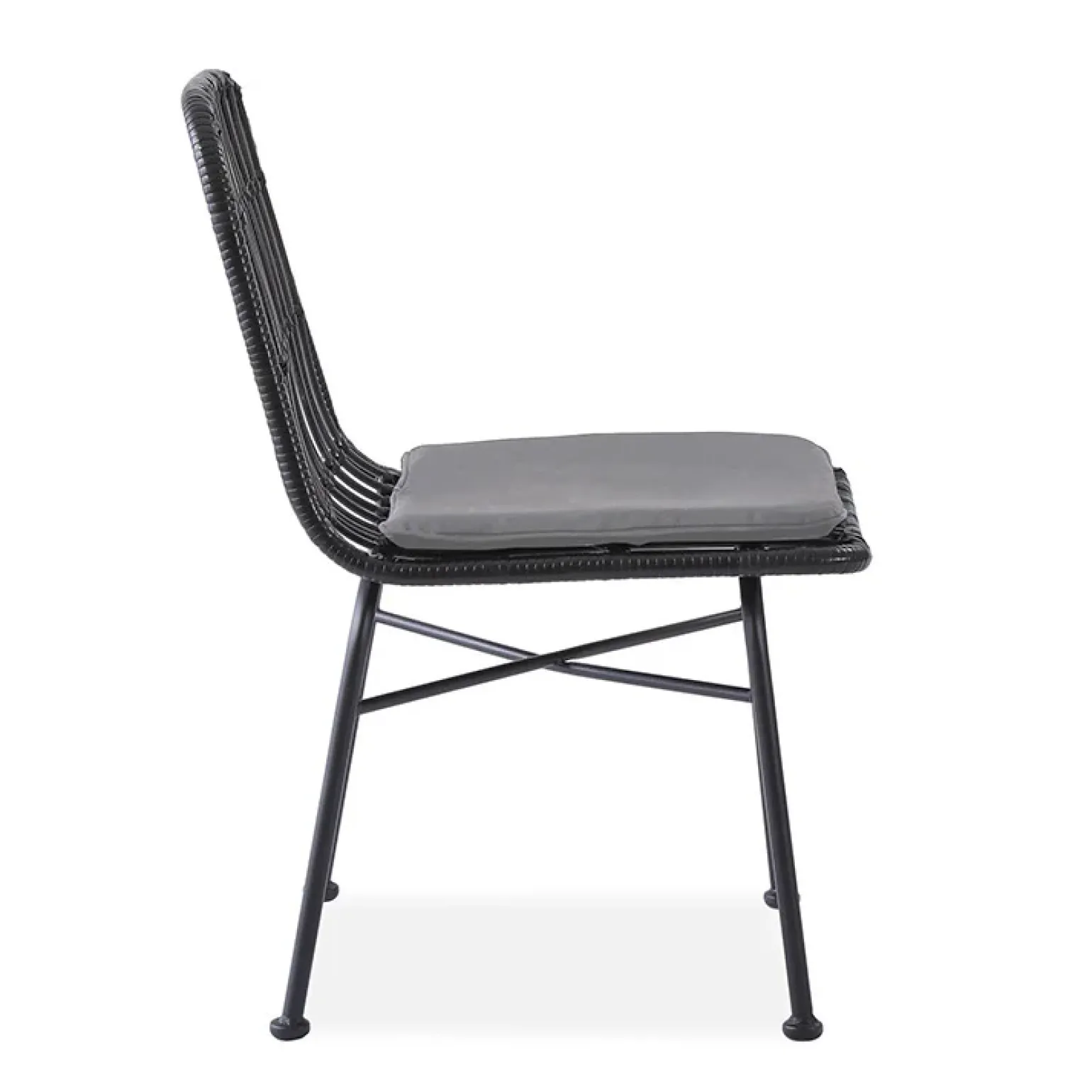 Set 4 sedie moderne da soggiorno in rattan nero Alicia