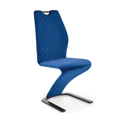 Set 2 sedie moderne imbottite in velluto blu acciaio nero Juliet