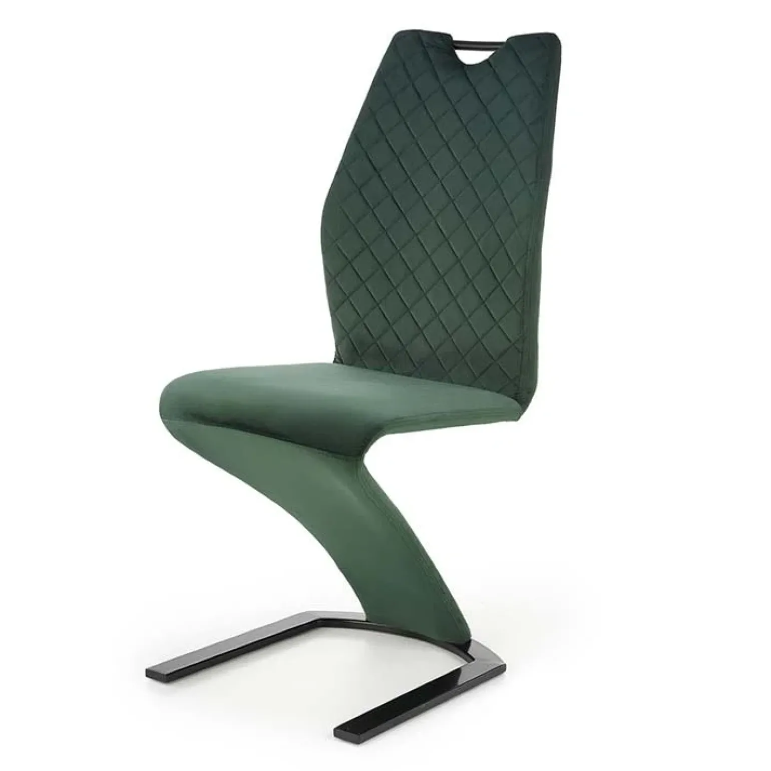 Set 2 sedie moderne imbottite in velluto verde acciaio nero Juliet