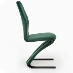 Set 2 sedie moderne imbottite in velluto verde acciaio nero Juliet