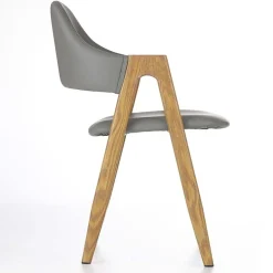 Set 2 sedie moderne in ecopelle grigio con gambe in rovere Elvis
