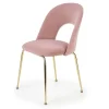 Set 4 sedie moderne in velluto rosa con gambe acciaio oro Jamila