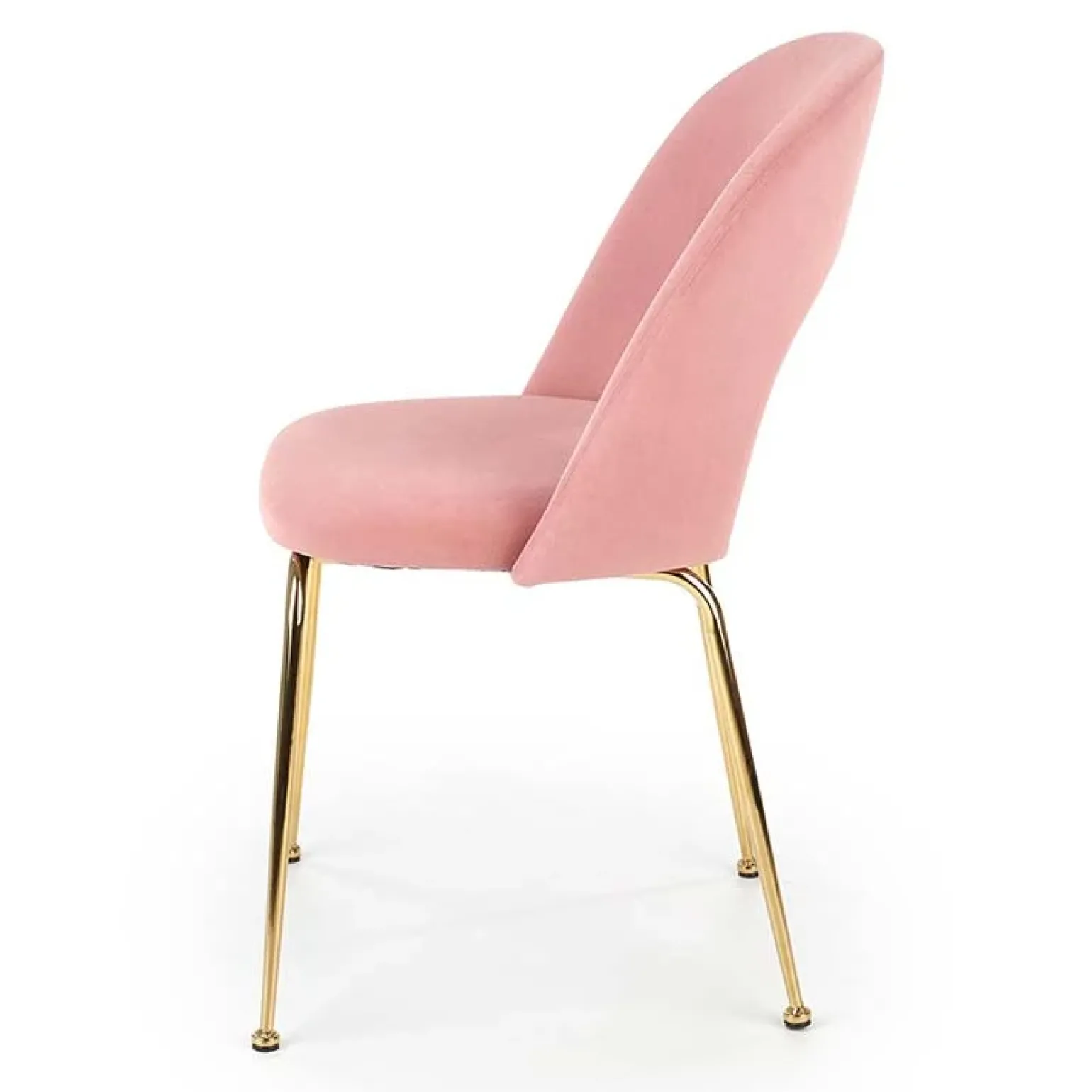 Set 4 sedie moderne in velluto rosa con gambe acciaio oro Jamila