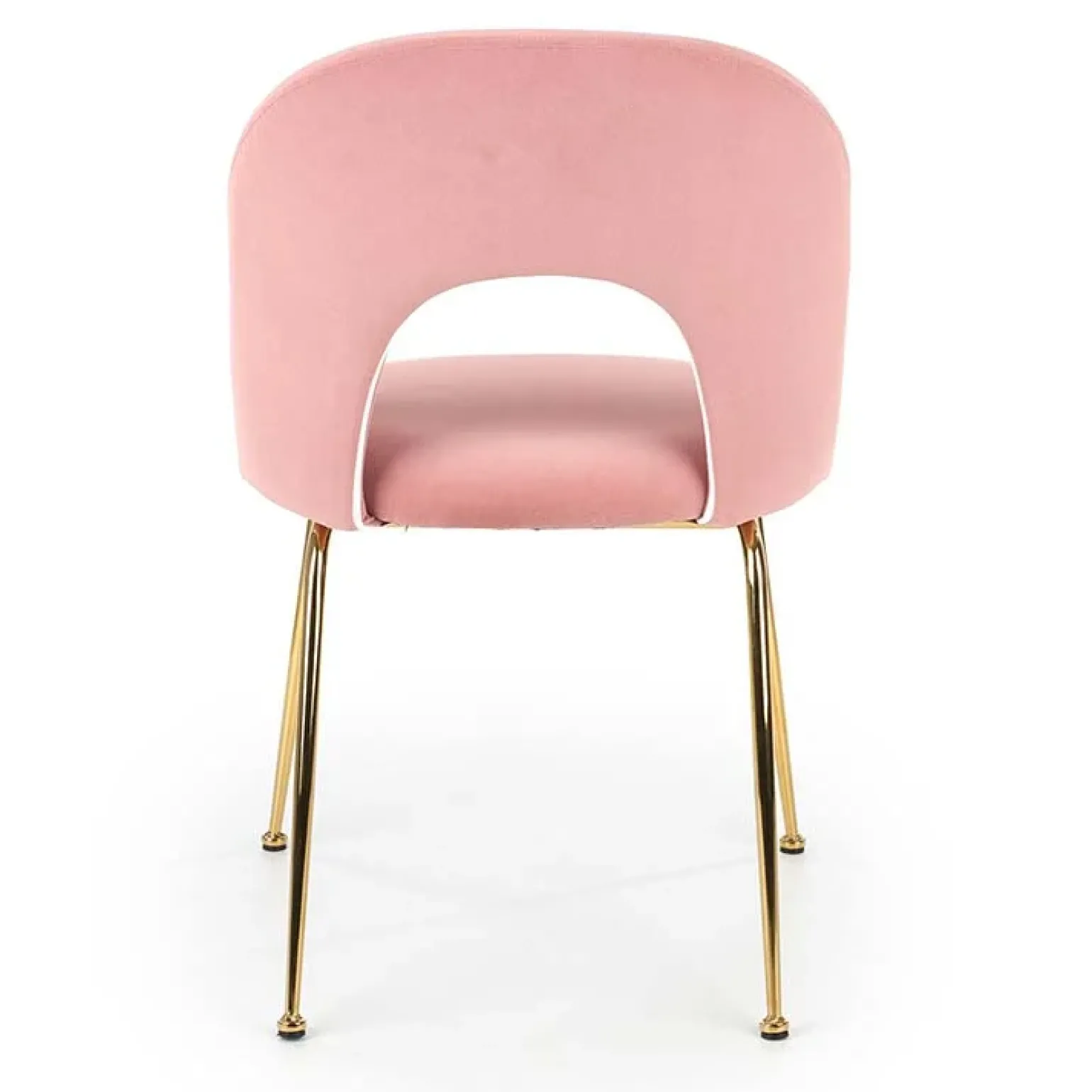 Set 4 sedie moderne in velluto rosa con gambe acciaio oro Jamila