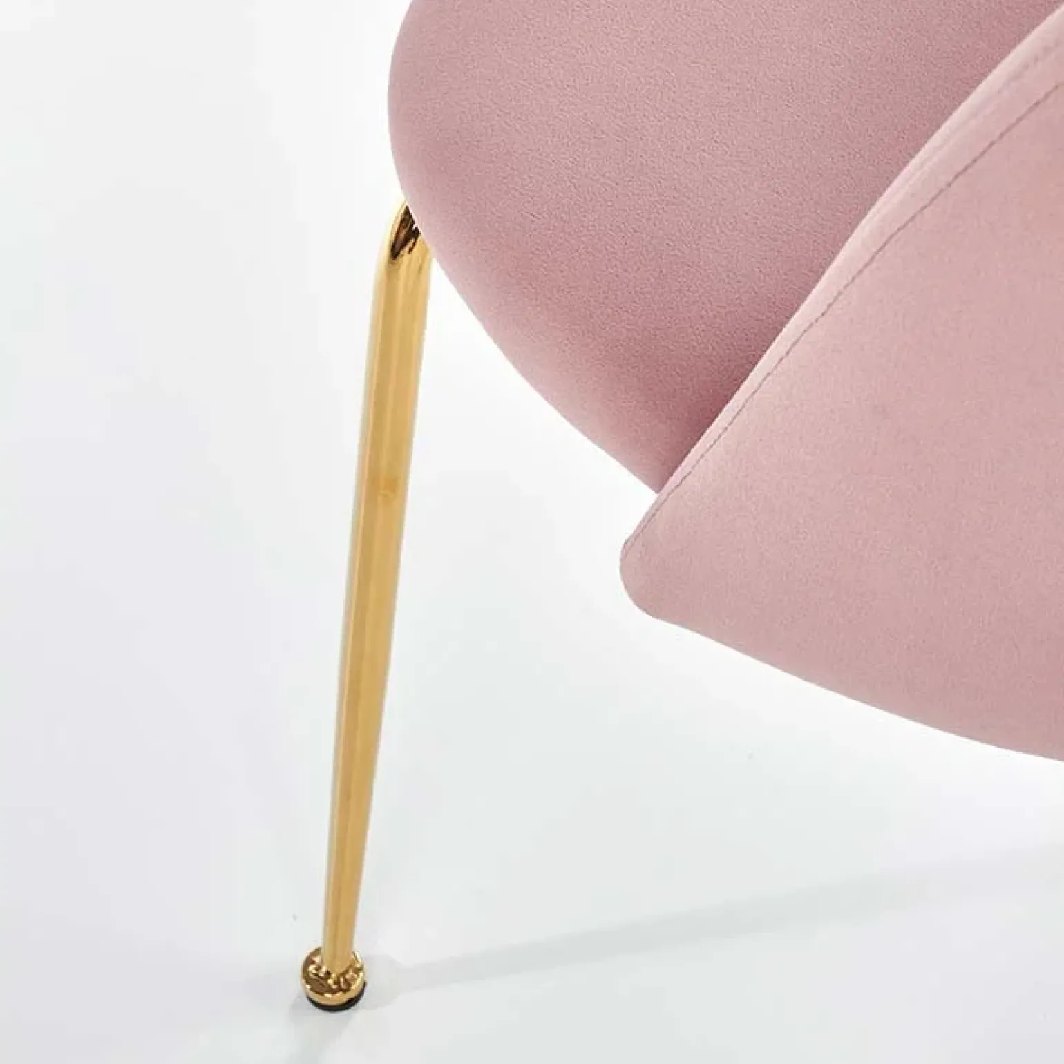 Set 4 sedie moderne in velluto rosa con gambe acciaio oro Jamila