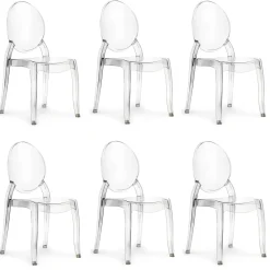 Set 6 sedie policarbonato trasparente impilabili Elisabeth Gihome®