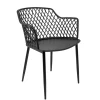 Set 2 sedie polipropilene design con braccioli nero opaco Messina