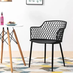 Set 2 sedie polipropilene design con braccioli nero opaco Messina