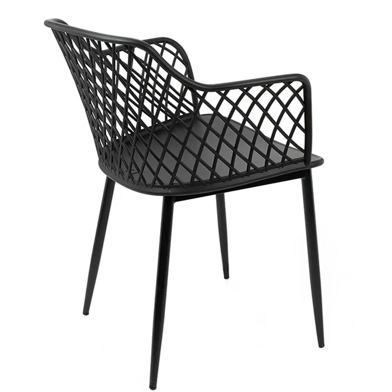 Set 2 sedie polipropilene design con braccioli nero opaco Messina