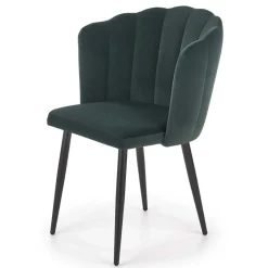 Set 2 sedie soggiorno imbottite in velluto verde con gambe in nero Cinzia