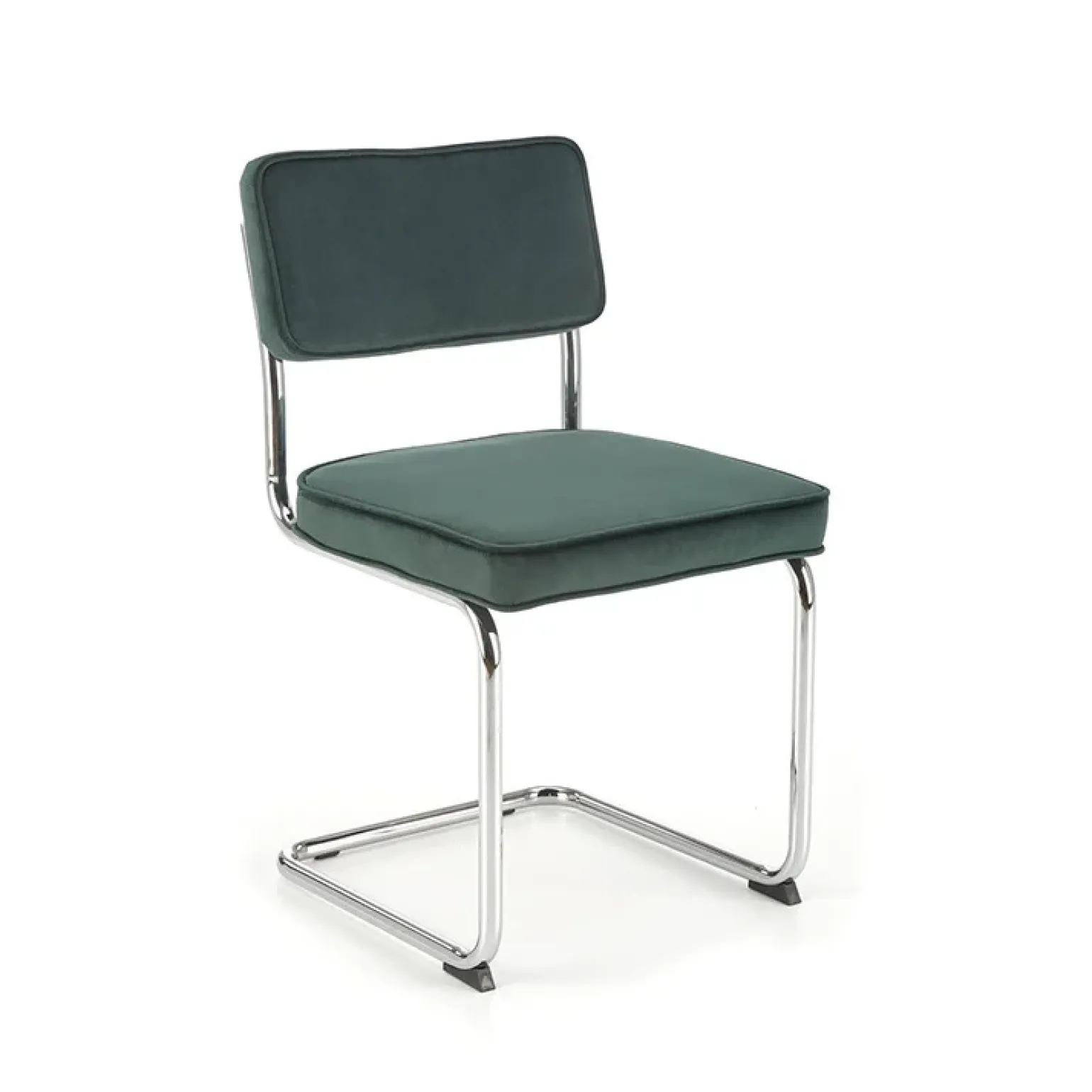 Set 4 sedie soggiorno moderne in velluto verde scuro acciaio Vader