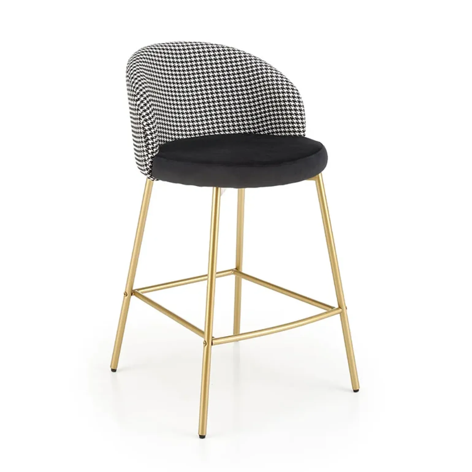 Set 2 sgabelli alti moderni in velluto nero bianco oro Tauret