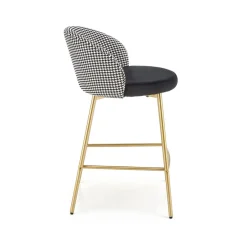 Set 2 sgabelli alti moderni in velluto nero bianco oro Tauret