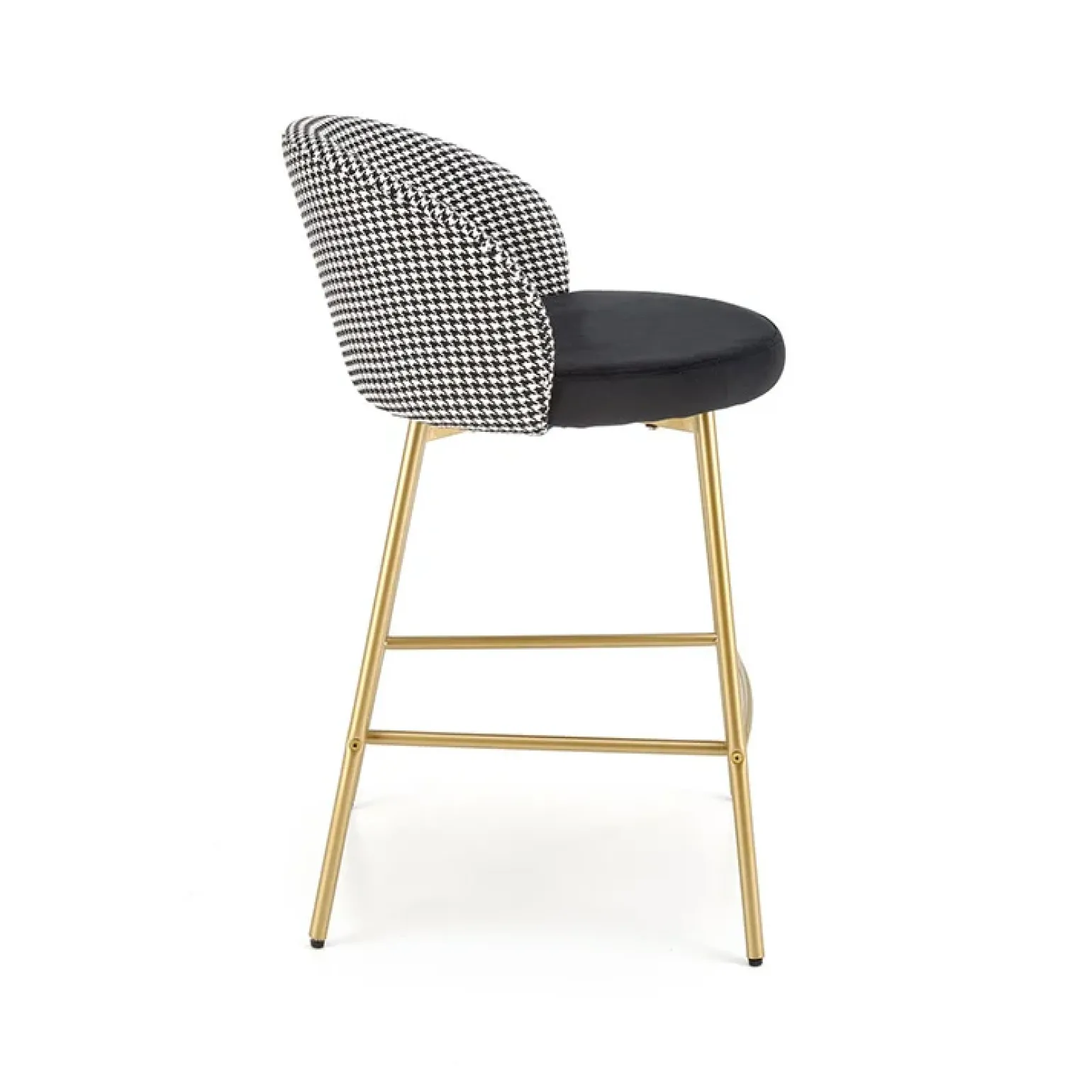 Set 2 sgabelli alti moderni in velluto nero bianco oro Tauret