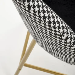 Set 2 sgabelli alti moderni in velluto nero bianco oro Tauret