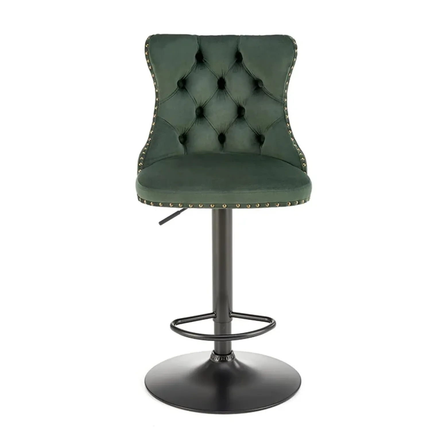 Set 2 sgabelli alti regolabili in velluto verde scuro Himeko