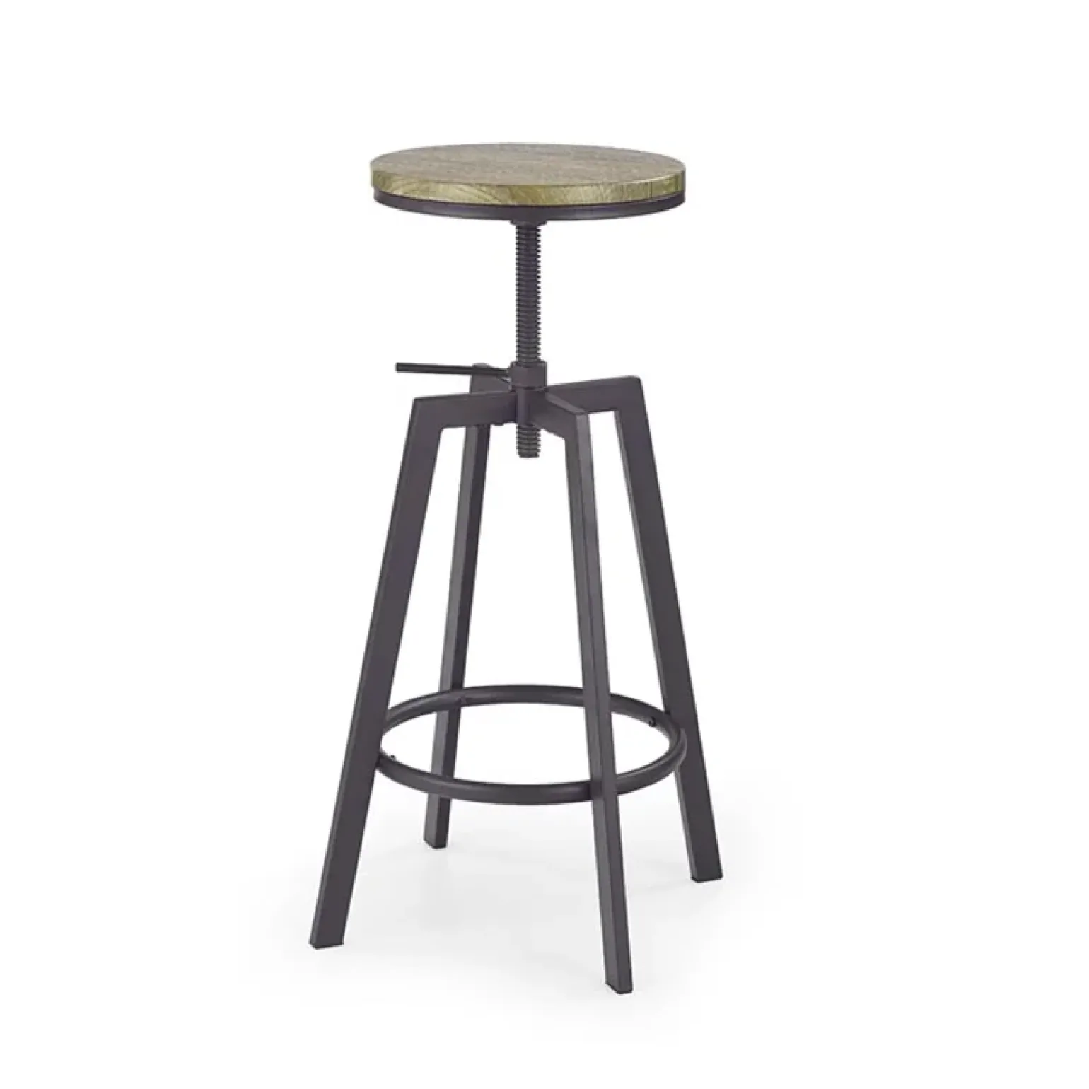 Set 2 sgabelli regolabili industrial 63/80cm legno vite acciaio nero Zagabria
