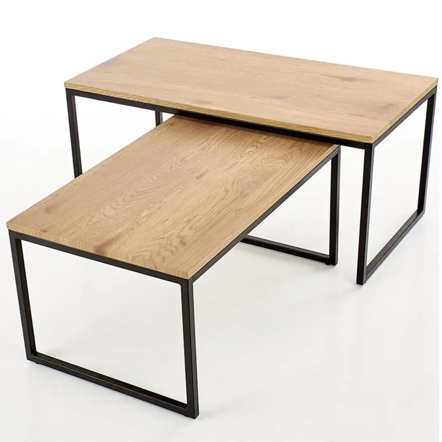 Set 2 tavolini da salotto stile industrial rovere miele acciaio nero Pai
