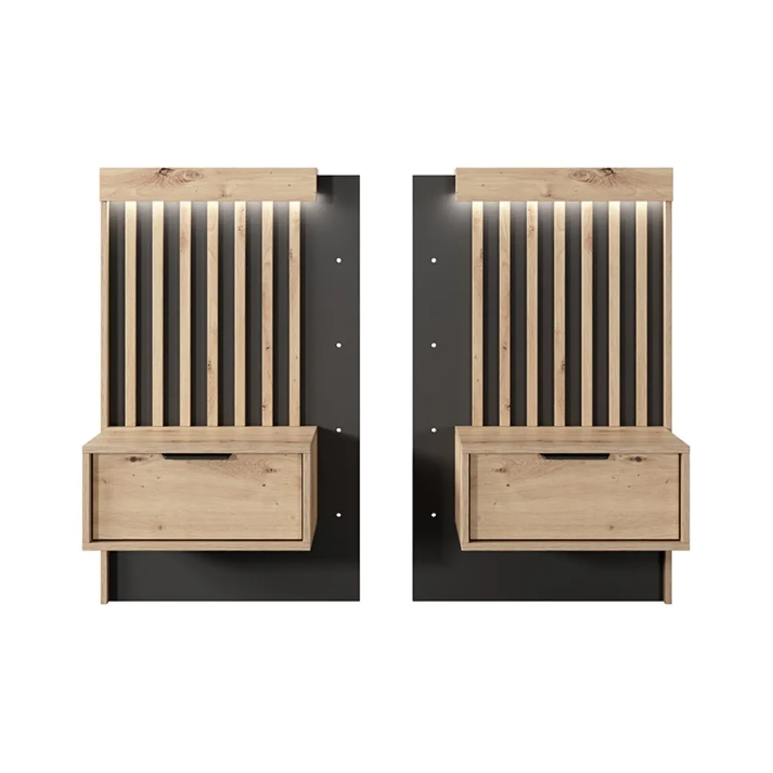 Set comodini 50x104h cm con cassetto rovere antracite Rubik