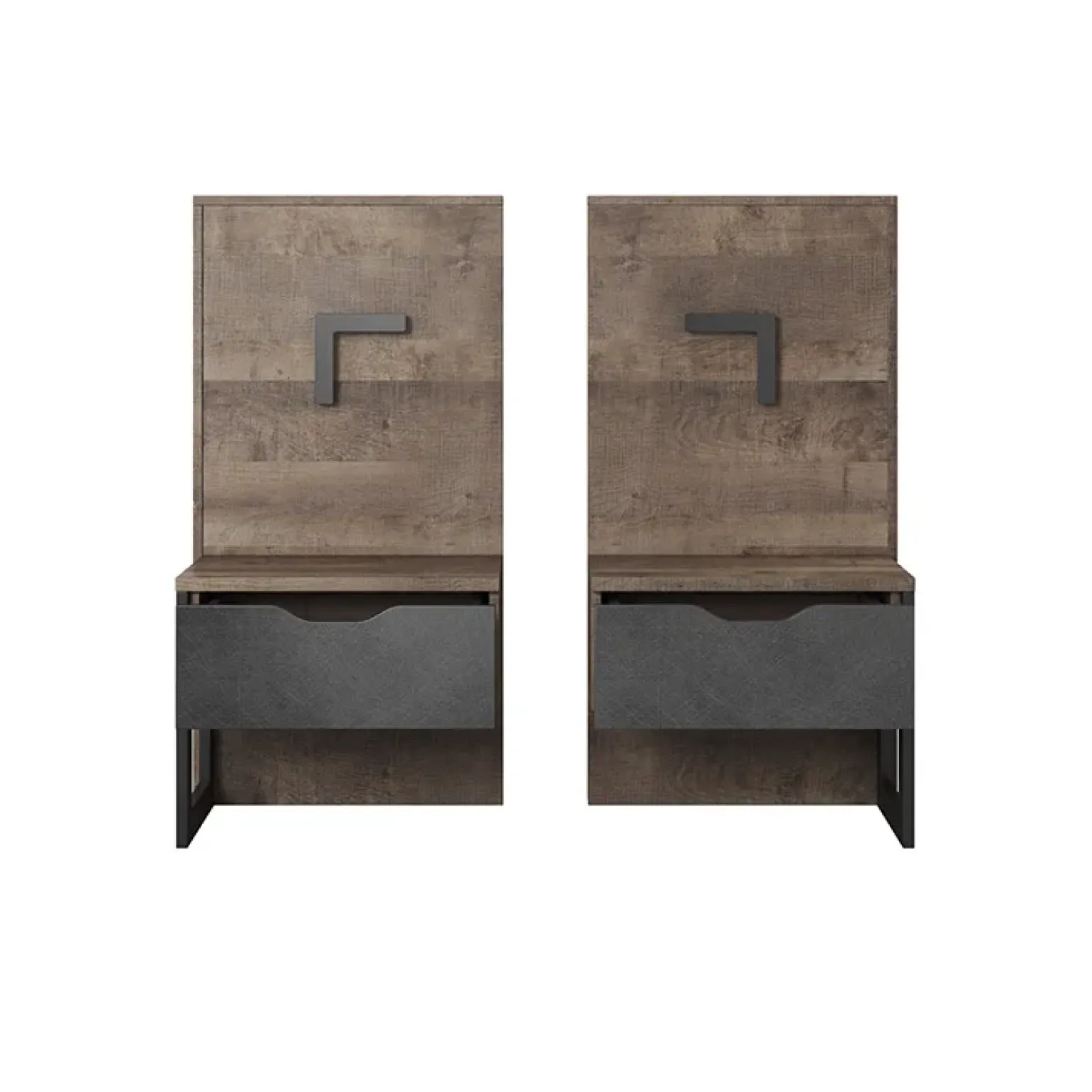 Set comodini 52x100h cm con led grigio quercia Dable
