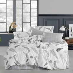 Set copripiumino matrimoniale e federe 220x240cm bianco grigio Ingrid