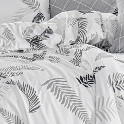 Set copripiumino matrimoniale oversize e federe 240x260cm bianco grigio Ingrid