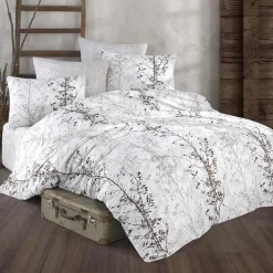 Set copripiumino matrimoniale oversize e federe 240x260cm bianco grigio Esedra