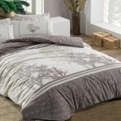 Set copripiumino matrimoniale oversize e federe 240x260cm tortora bianco Sarina