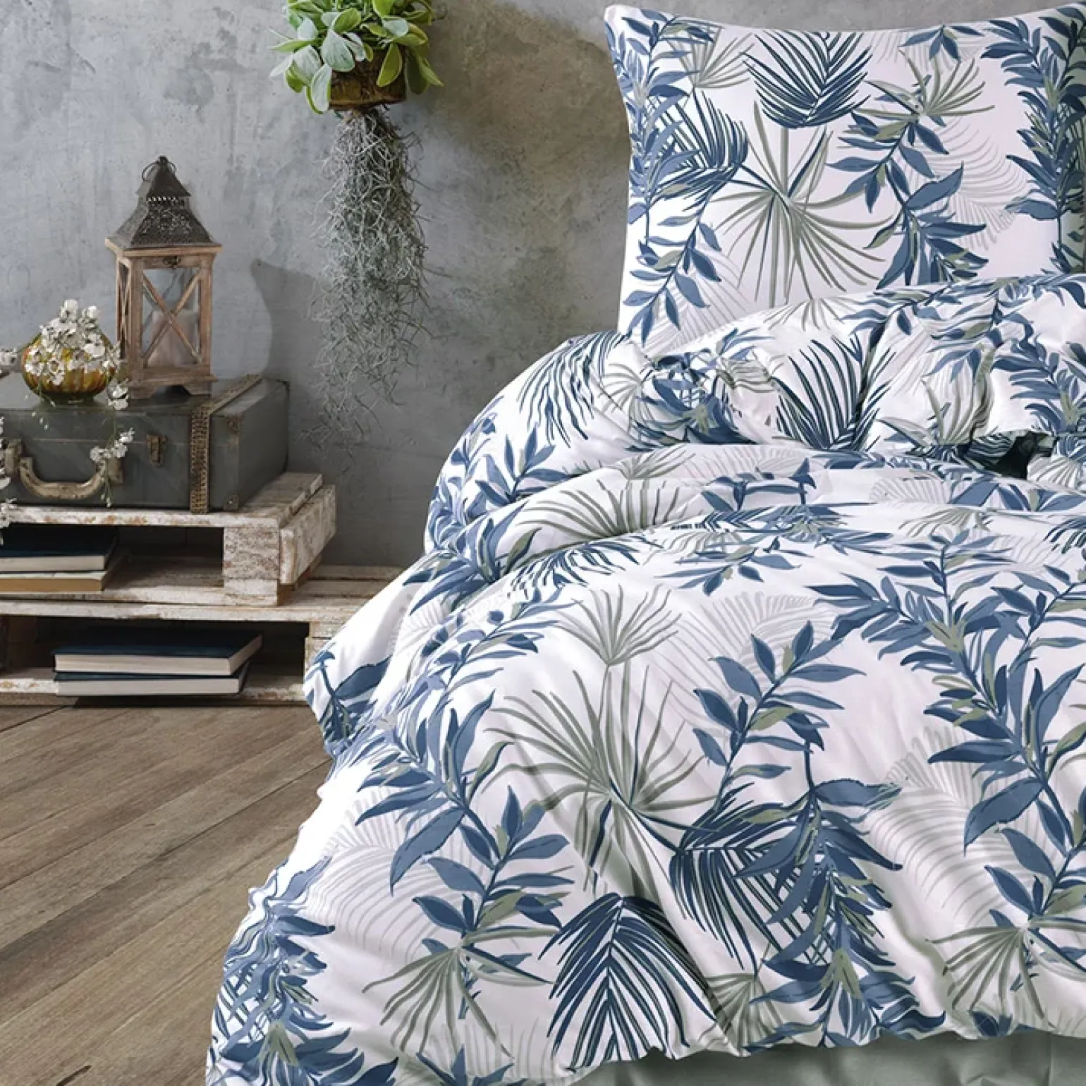 Set copripiumino singolo e federa 140x200cm verde blu Himba