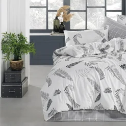 Set copripiumino singolo e federa 140x200cm bianco grigio Ingrid
