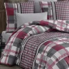 Set copripiumino singolo e federa a quadretti 140x220cm rosso grigio Doroty