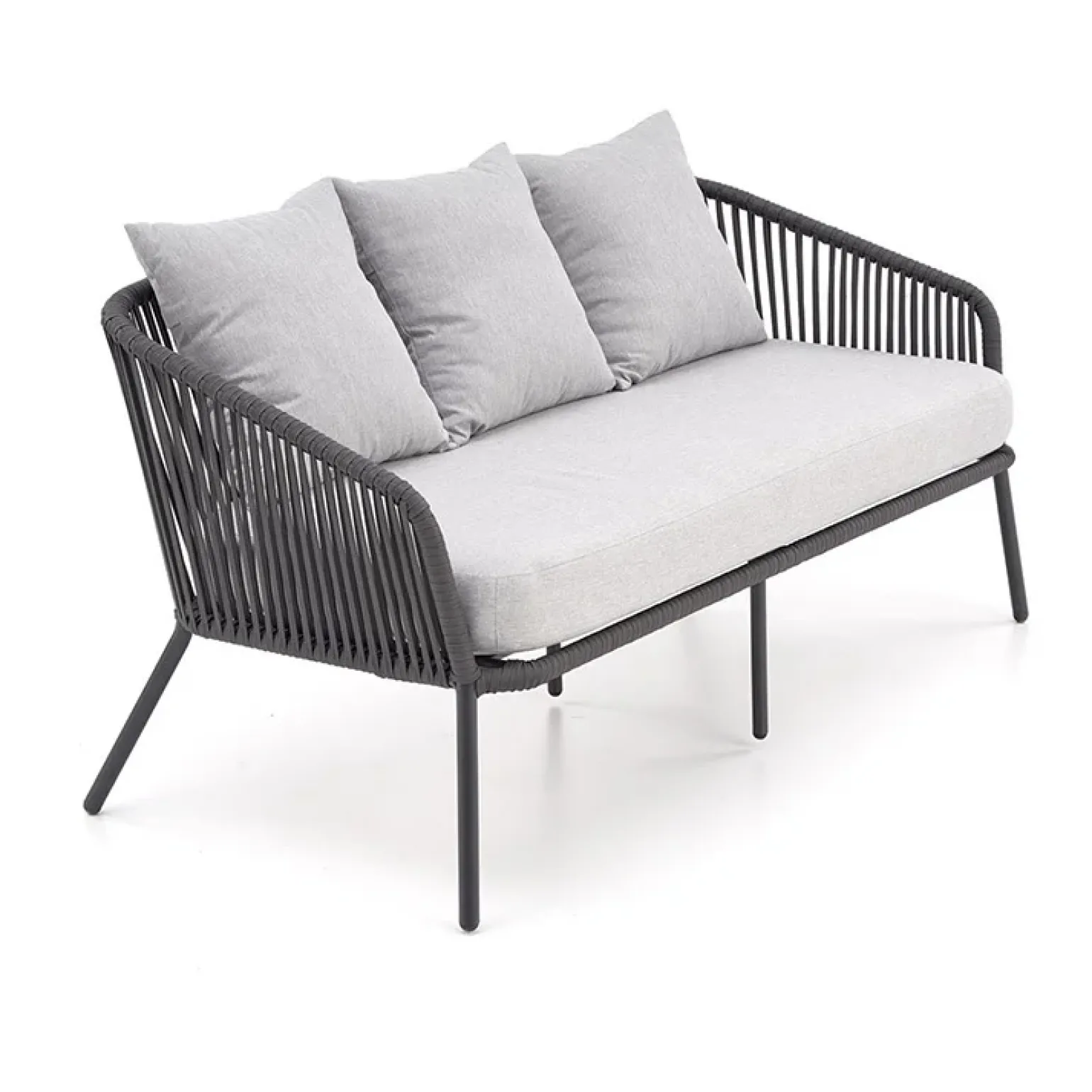 Set da giardino divano, poltrona, tavolino in vetro grigio Dalian
