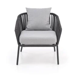 Set da giardino divano, poltrona, tavolino in vetro grigio Dalian
