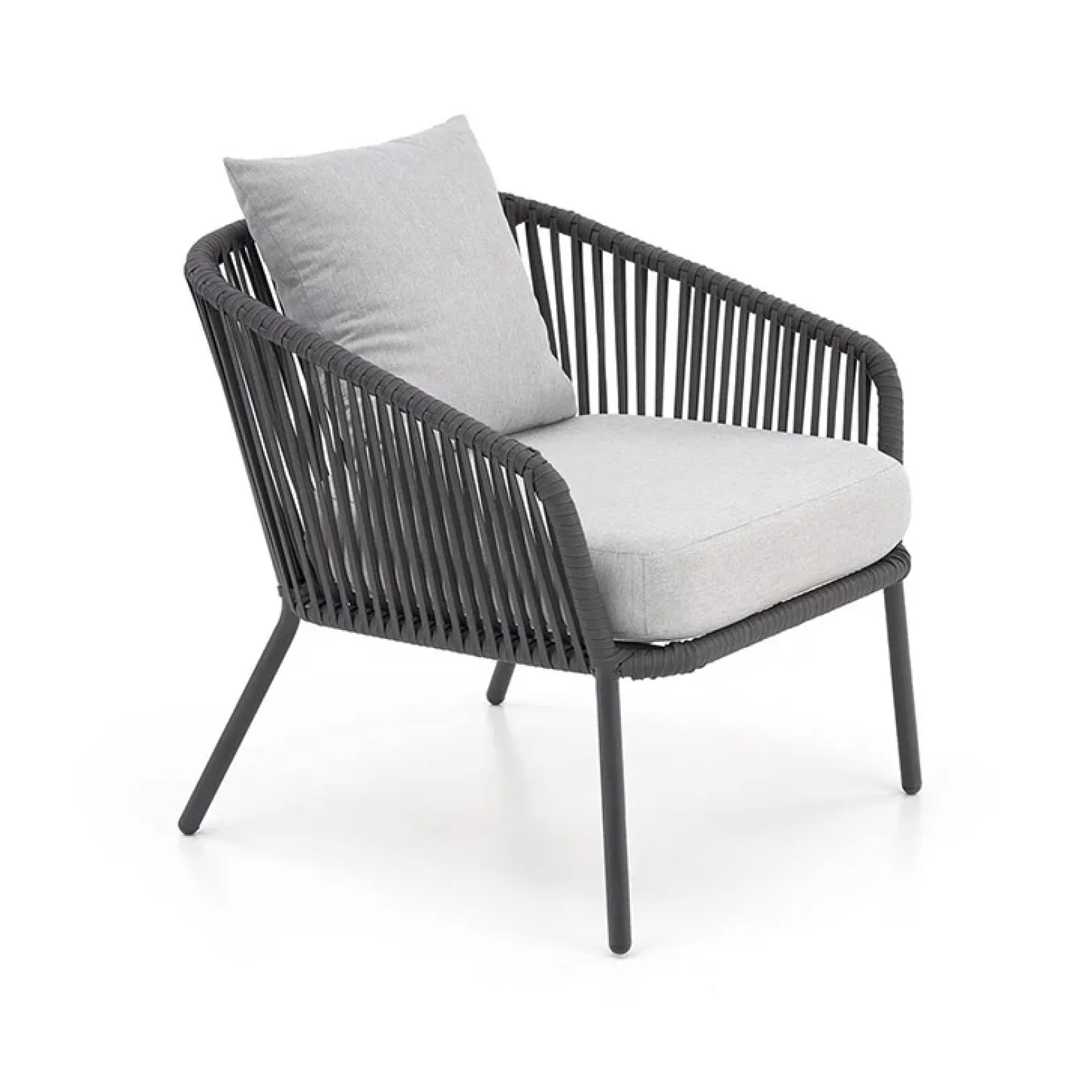 Set da giardino divano, poltrona, tavolino in vetro grigio Dalian