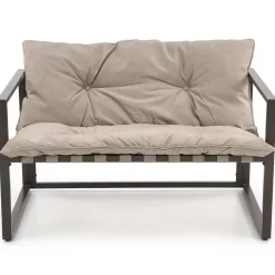 Set da giardino divano, poltrona, tavolino in vetro nero marrone Surat